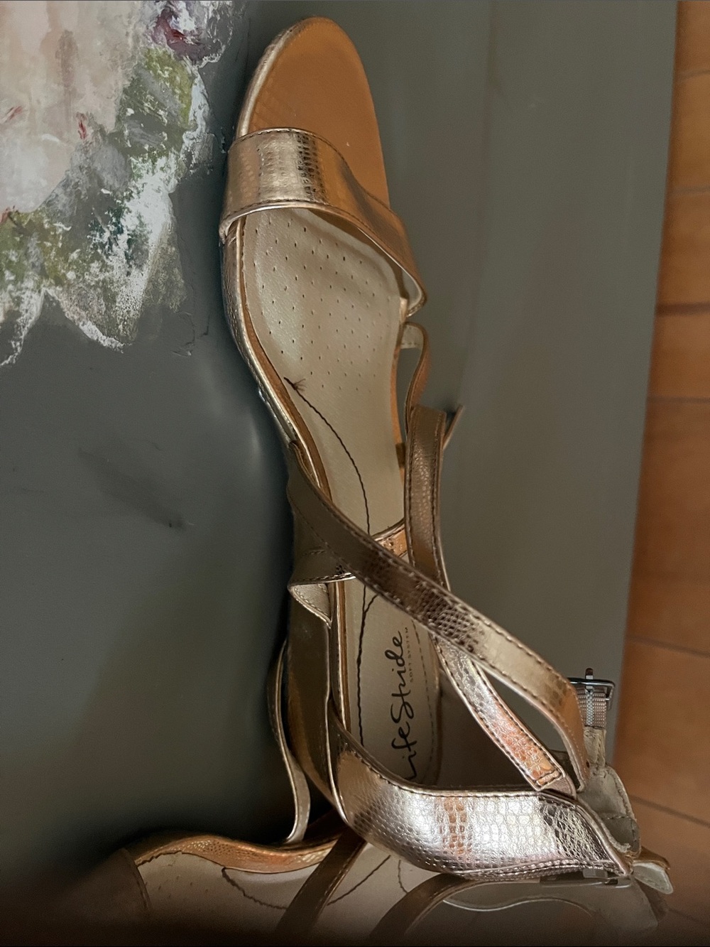Life Stride Metallic Bronze Strappy Sandals for Women - Picture 2 of 7